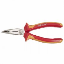 Insulated long bent-nose half-round pliers