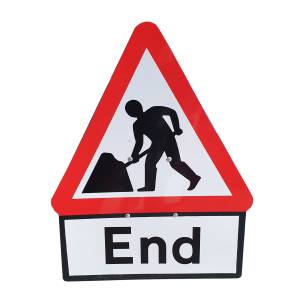Men At Work Cone Sign 750mm with END Plate