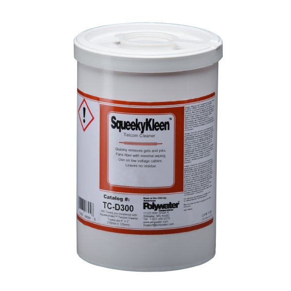 Polywater SqueekyKleen Cable Cleaning Wipes Tub 300 Telenco UK