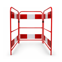 Red/White 3 Panels Metal Gate Guard + 4 Clips