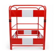 Red/White 4 Panels Metal Gate Guard + 8 Clips