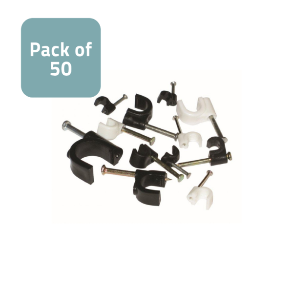 Cable Clips 16mm Black - Pack of 50
