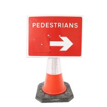 Cone Sign Pedestrian Arrow Reversible - 600 x 450mm