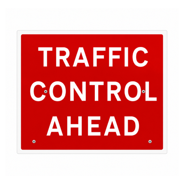 Cone Sign 'Traffic Control Ahead' (2 Cone Version) - 1050 x 750mm