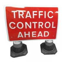 Cone Sign 'Traffic Control Ahead' (2 Cone Version) - 1050 x 750mm