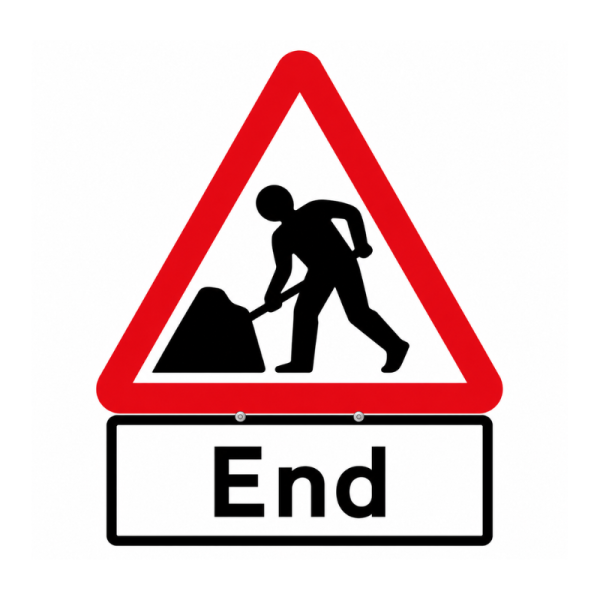 Cone Sign 'Men At Work' with END Plate - 750mm
