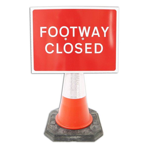 Cone Sign 'Footway Closed' - 600 x 450mm