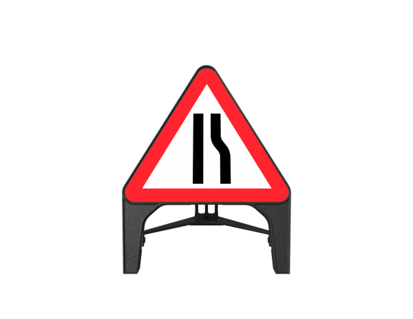 Sign Plastic 750mm Road Narrows Right c/w frame (Q Sign)