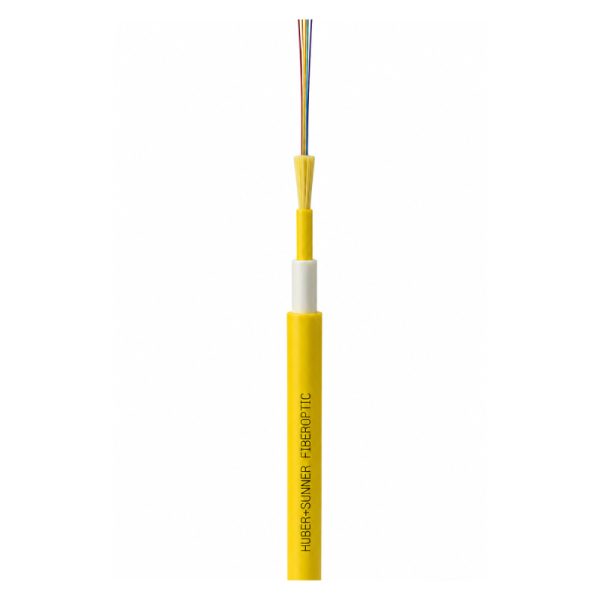 HUBER+SUHNER 24F OptiPack DJ LSFH Ø4.9mm B2ca Cable – Yellow Jacket - 1m