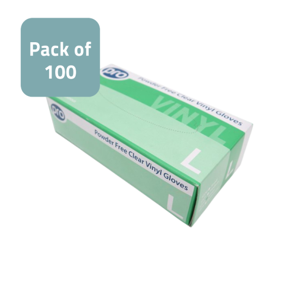 Disposable Gloves Vinyl Clear Powder Free, Large - Pack of 100