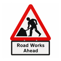Men At Work Cone Sign 750mm ″Road Works Ahead″
