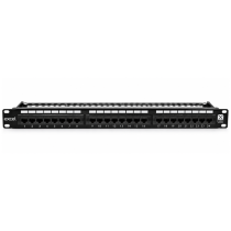 Excel Cat6 24 Port Unscreened Patch Panel – 1U – LSA Punch Down – Right Angled – Black