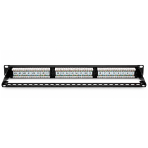 Excel Cat6 24 Port Unscreened Patch Panel – 1U – LSA Punch Down – Right Angled – Black