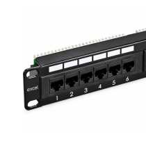 Excel Cat6 24 Port Unscreened Patch Panel – 1U – LSA Punch Down – Right Angled – Black