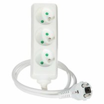 Power strip 2P+T 3 sockets white Lg 1.5m