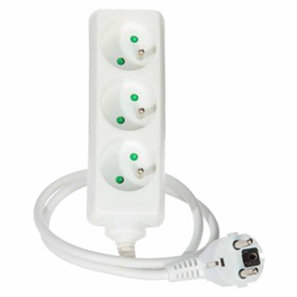 Power strip 2P+T 3 sockets white Lg 1.5m