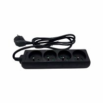Power strip 2P+T with 4 outlets black Lg 1.5m