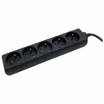 Power strip 2P+T 5 outlets black Lg 1.5m