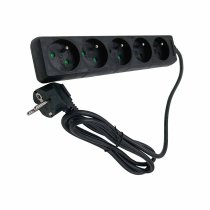 Power strip 2P+T 5 outlets black Lg 1.5m