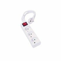 Power strip 2P+T 3 outlets with white switch Lg 1.5m