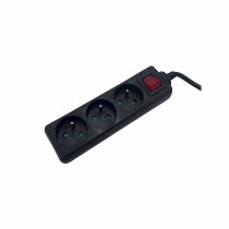 Power strip 2P+T 3 outlets with black switch Lg 1.5m