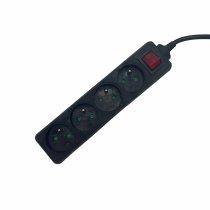 Power strip with switch 2P+T 4 outlets black Lg 1.5m