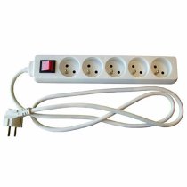 Power strip 2P+T 5 outlets with white switch 1.5m length