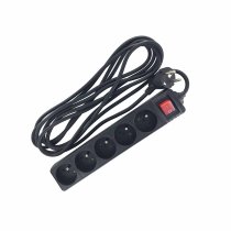 Power strip 2P+T 5 outlets with black switch Lg 1.5m