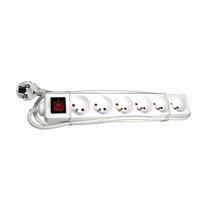 Power strip 2P+T 6 sockets with white switch Lg 1,5m