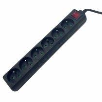 Multi-outlet power strip 2P+T 6 outlets with black switch Lg 1.5m