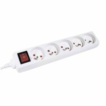 Power strip 2P+T 5 outlets with white switch Lg 4m
