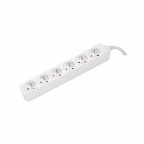 Power strip 2P+T 6 sockets white L 1.5m