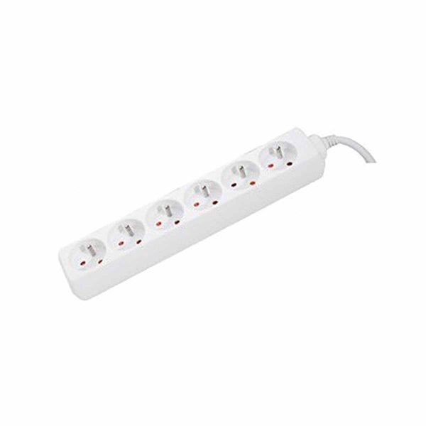 Power strip 2P+T 6 sockets white L 1.5m