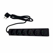 Power strip 2P+T 6 outlets black Lg 1.5m
