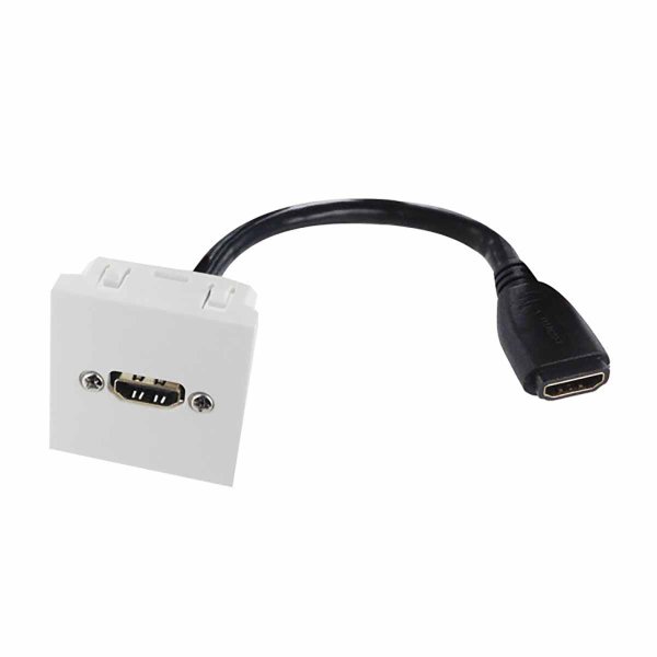 45x45 HDMI 2.0 F/F Angled 60° AWG26 Faceplate - 0.20m