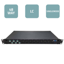 Sliding 19” Patch Panel 1U – 24 LCU DX Single-mode with 3 LCU DX Pass-Throughs