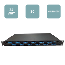 Sliding 19” Patch Panel 1U – 12 SC/UPC Duplex Multimode with 3 Through Connections