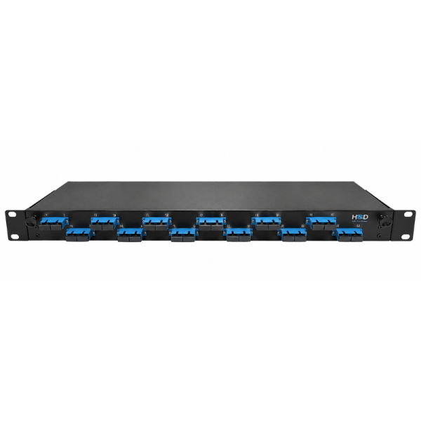 Sliding 19” Patch Panel 1U – 12 SC/UPC Duplex Multimode with 3 Through Connections