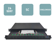Sliding 19” Patch Panel 1U – 12 SC/UPC Duplex G.657A2 with 12 Pass-throughs & 24 Pigtails