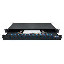 Sliding 19” Patch Panel 1U – 12 SC/UPC Duplex G.657A2 with 12 Pass-throughs & 24 Pigtails
