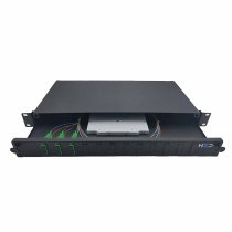 Sliding 19″ drawer 1U 12 SC DX G.657A2 equipped with 3 SCA DX cassettes and 6 pigtails