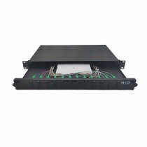 Sliding 19″ Drawer 1U 12 SC DX G.657A2 equipped with 12 SCA DX couplers and 24 pigtails