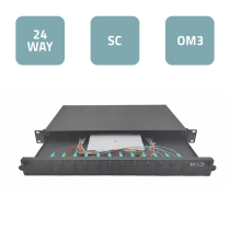 Telenco Fibre Patch Panel, 24 Way SC with 12 SC Duplex Adaptors - 19″ Sliding Patch Panel 1U