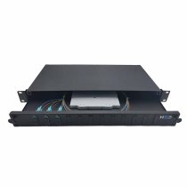 Sliding 19″ drawer 1U 12 SC Duplex OM4 equipped with 3 SC Duplex trays 6 pigtails