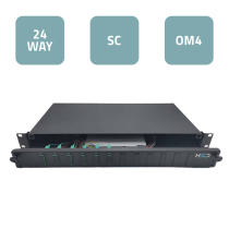 Sliding 19” Patch Panel 1U – 12 SC Duplex OM4 with 6 SC Duplex Adaptors & 12 OM4 Pigtails