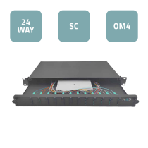 Sliding 19” Patch Panel 1U – 12 SC Duplex OM4 with 24 OM4 Pigtails