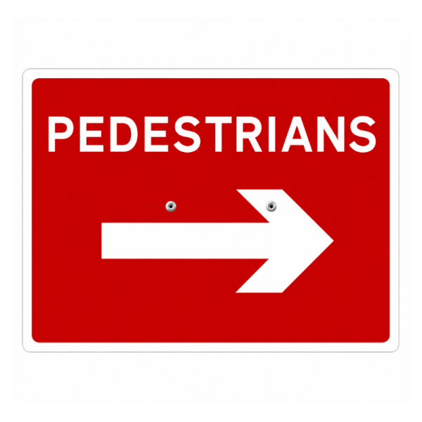 Cone Sign Pedestrians Right - 600 x 450mm