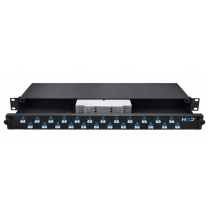 Sliding 19” Patch Panel 1U – 24 LCU DX Single-mode with 24 LCU DX Sleeves