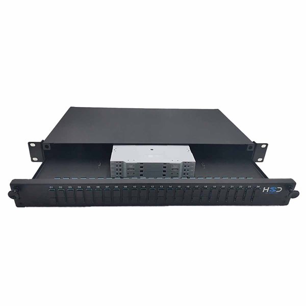 Sliding 19" Drawer 1U 24 SC Duplex Multimode equipped with 24 SC Duplex Adapters