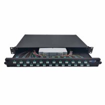 19″ Sliding Drawer 1U 24 LCU DX OM3 equipped with 24 LCU DX crossbars 48 pigtails